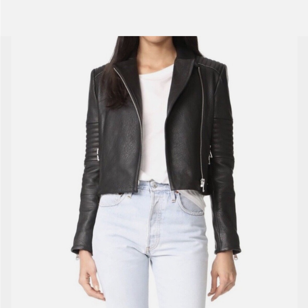 J Brand Aiah Leather Jacket in Black NWOT